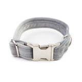 Frau Frauchen Halsband Sametti Hellgrau für Hunde und Haustiere