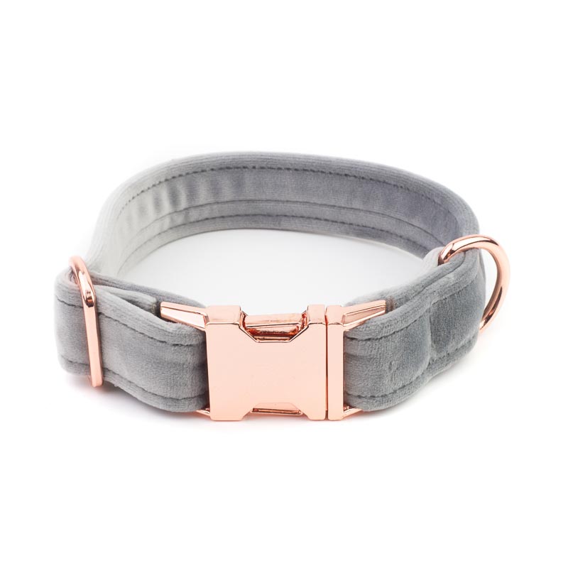 Frau Frauchen Halsband Sametti Hellgrau für Hunde und Haustiere