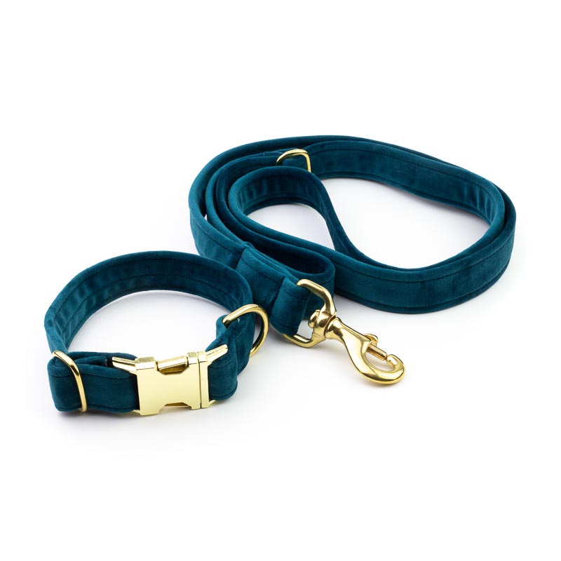 Frau Frauchen Leine Sametti Petrol für Hunde und Haustiere