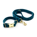 Frau Frauchen Leine Sametti Petrol für Hunde und Haustiere