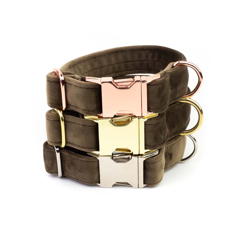 Frau Frauchen Halsband Sametti Taupe für Hunde und Haustiere