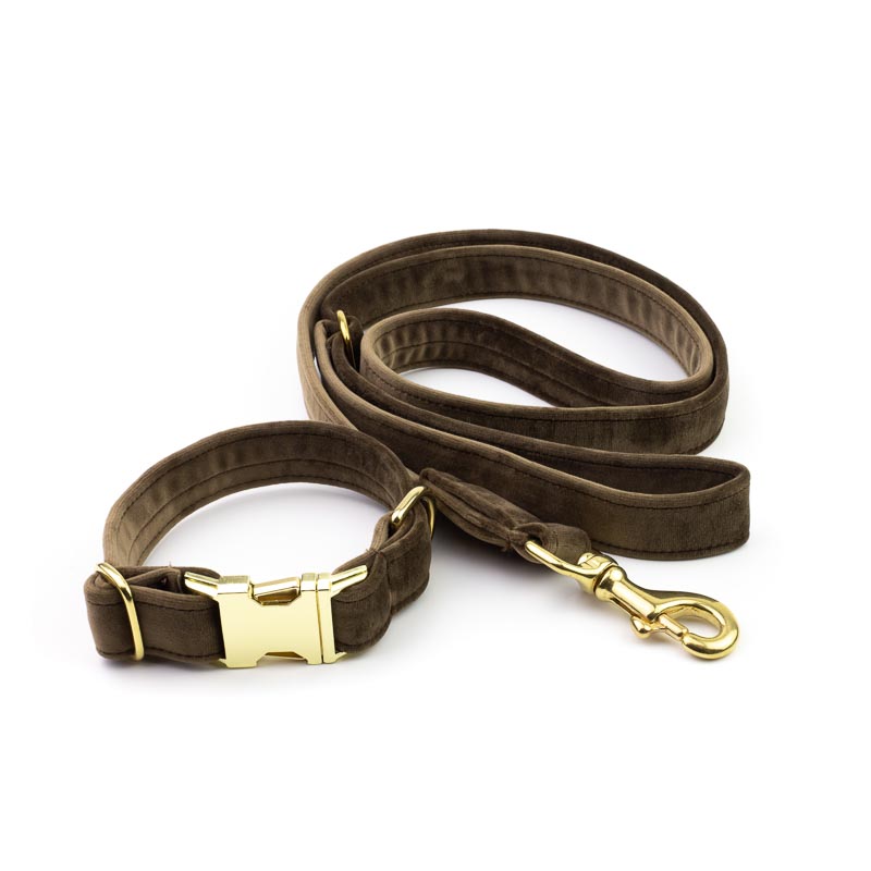 Frau Frauchen Leine Sametti Taupe für Hunde und Haustiere