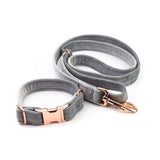 Frau Frauchen Leine Sametti Hellgrau für Hunde und Haustiere