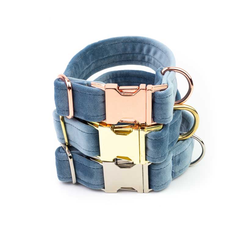 Frau Frauchen Halsband Sametti Eisblau für Hunde und Haustiere