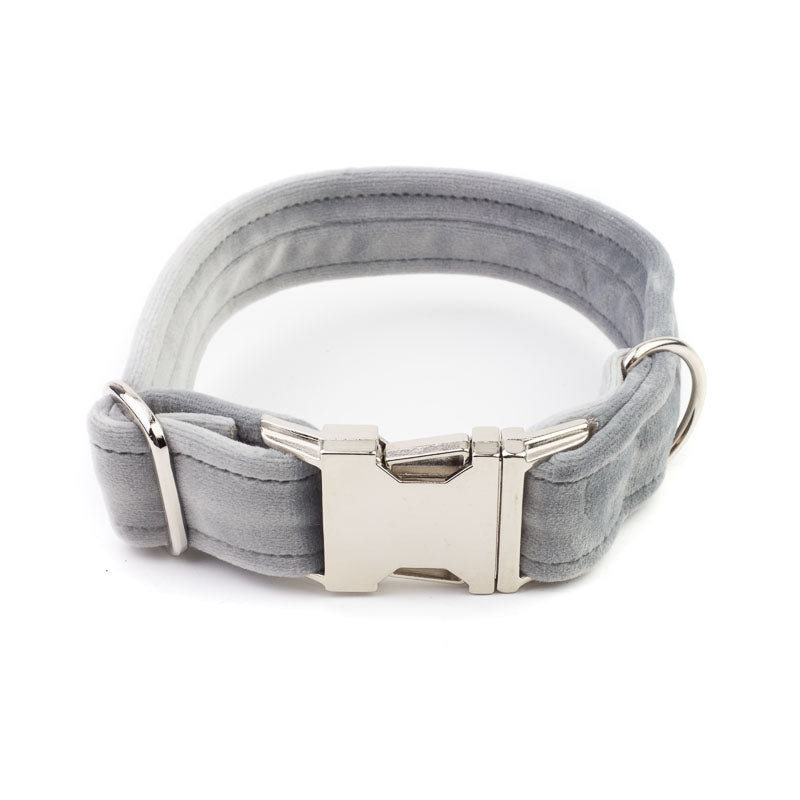 Frau Frauchen Halsband Sametti Hellgrau für Hunde und Haustiere