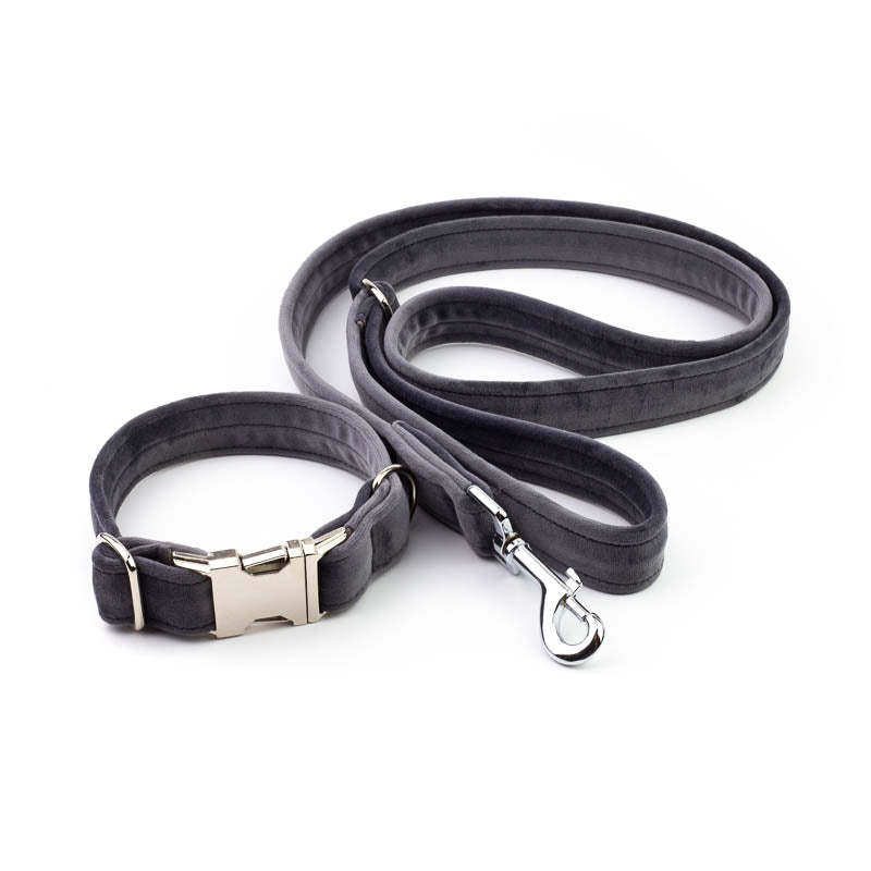 Frau Frauchen Leine Sametti Dunkelgrau für Hunde und Haustiere