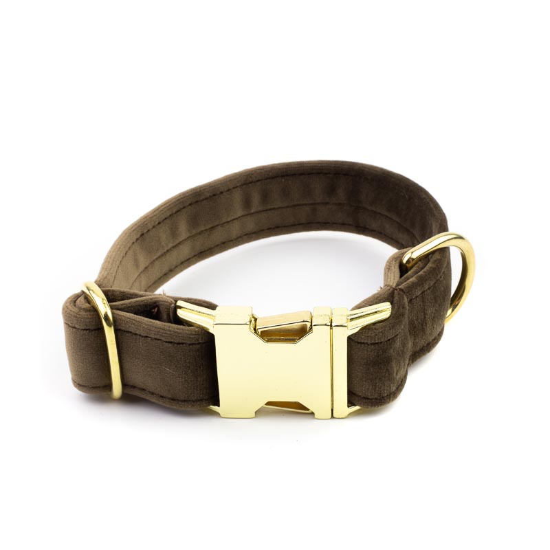 Frau Frauchen Halsband Sametti Taupe für Hunde und Haustiere