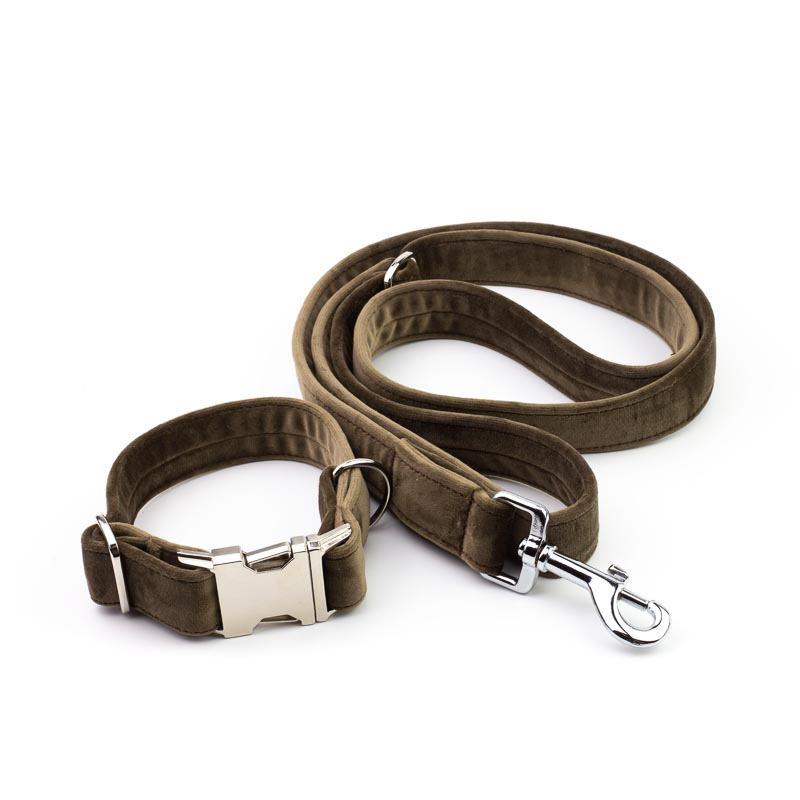 Frau Frauchen Leine Sametti Taupe für Hunde und Haustiere