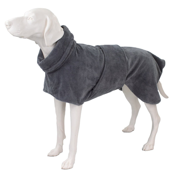 Frau Frauchen Hunde-Bademantel Grau für Hunde und Haustiere