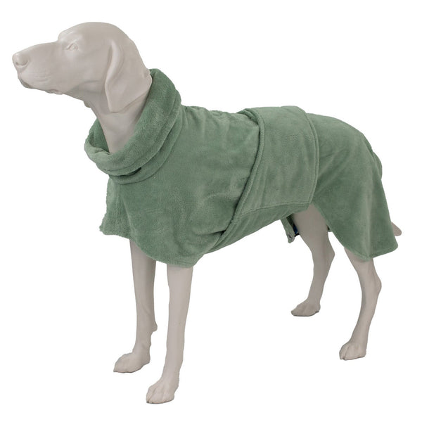 Frau Frauchen Hunde-Bademantel Grün für Hunde und Haustiere
