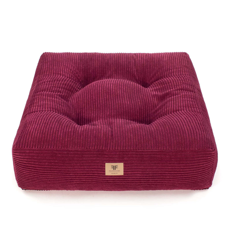 Frau Frauchen orthopädisches Hundebett Nubes® Cord Merlot für Hunde und Haustiere