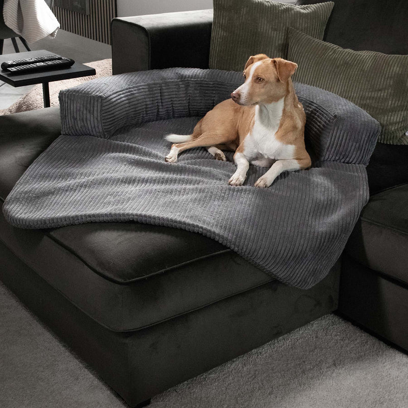 Frau Frauchen Sofaschutz Lounge Liner Cord Grigio für Hunde und Haustiere