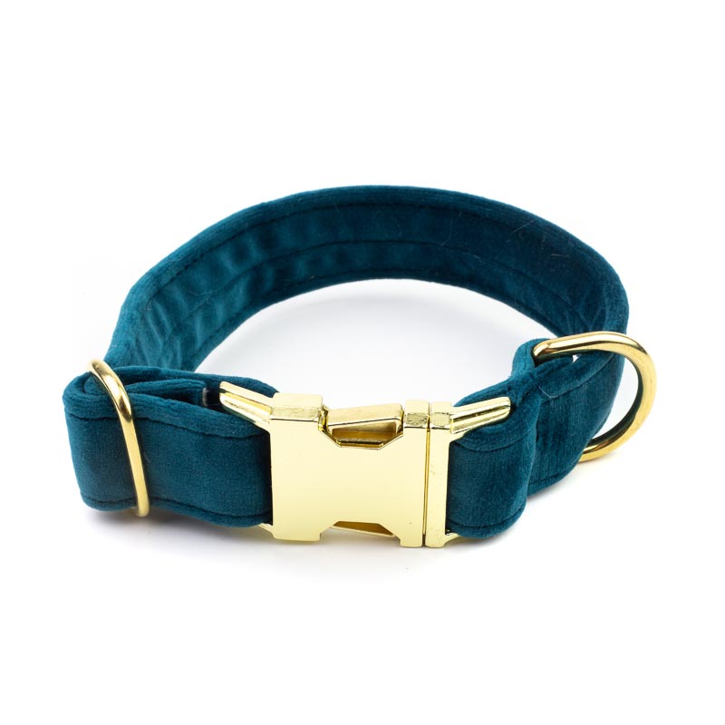 Frau Frauchen Halsband Sametti Petrol für Hunde und Haustiere
