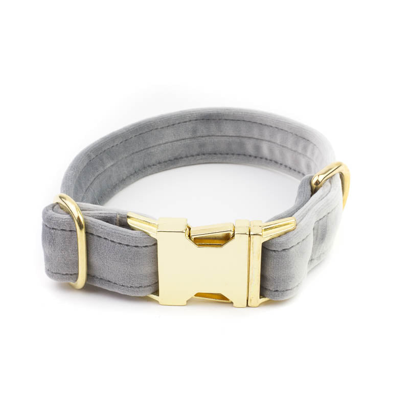 Frau Frauchen Halsband Sametti Hellgrau für Hunde und Haustiere