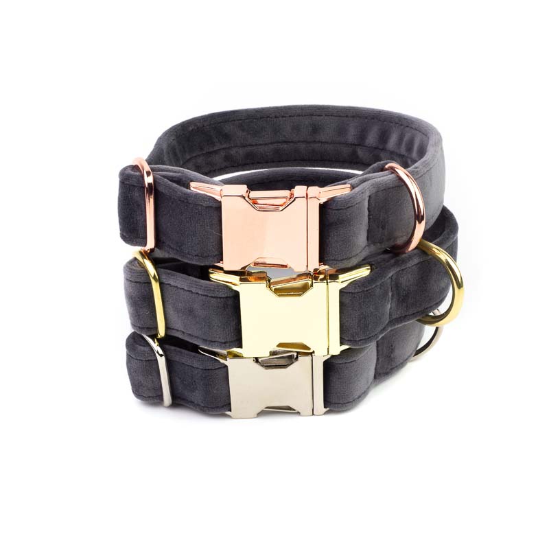 Frau Frauchen Halsband Sametti Dunkelgrau für Hunde und Haustiere