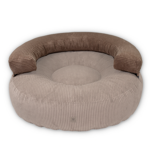 Hundebett CaLo Rückenlehne Cord Cappuccino