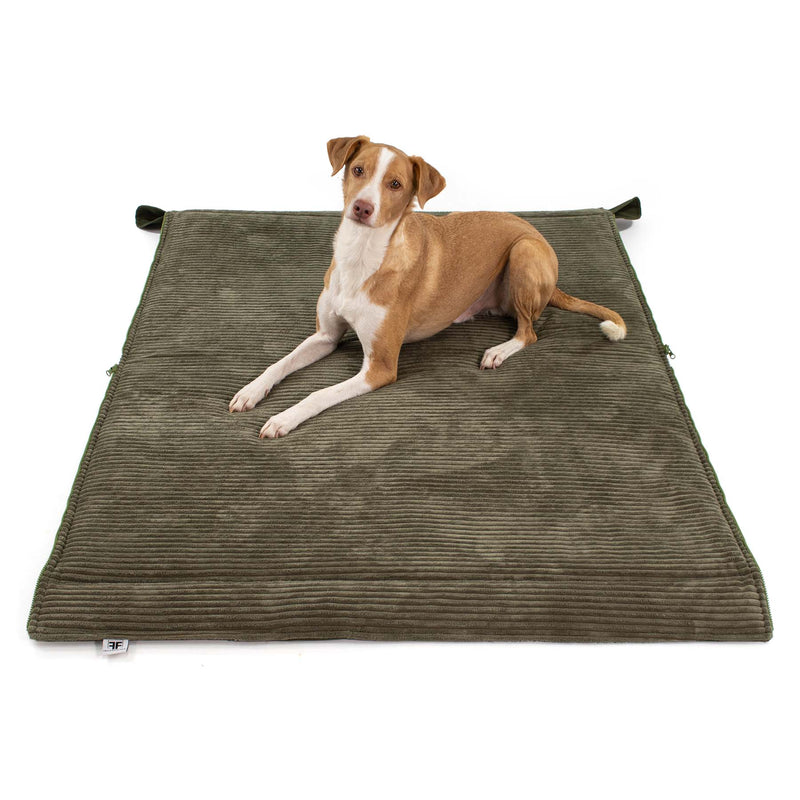 Frau Frauchen Hundeschlafsack Snoreback Ivy und Cord Pistacchio für Hunde und Haustiere