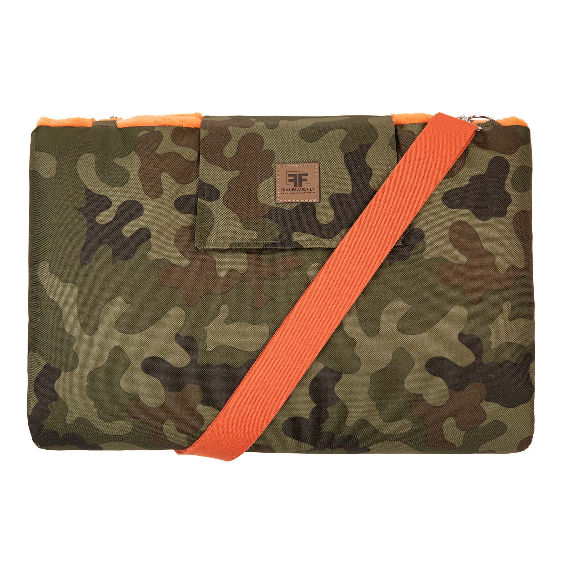 Frau Frauchen 2-in-1 Deckentasche Camo-Orange für Hunde und Haustiere