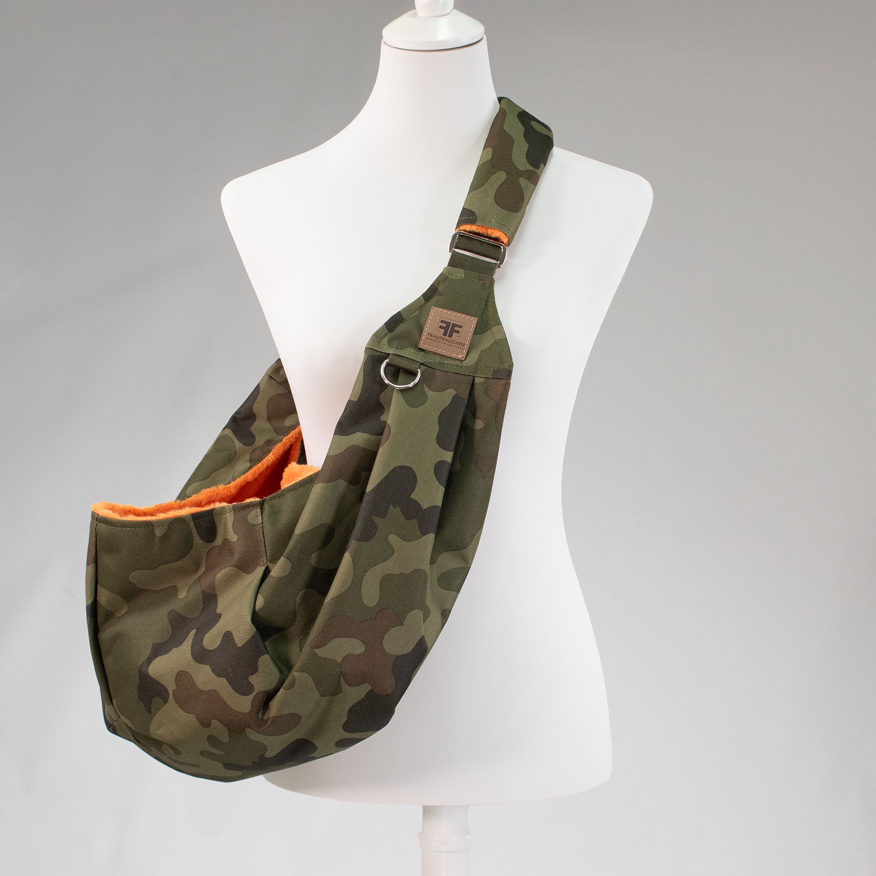 Frau Frauchen Hundetragetasche Cuddly-Bag Camo-Orange für Hunde und Haustiere