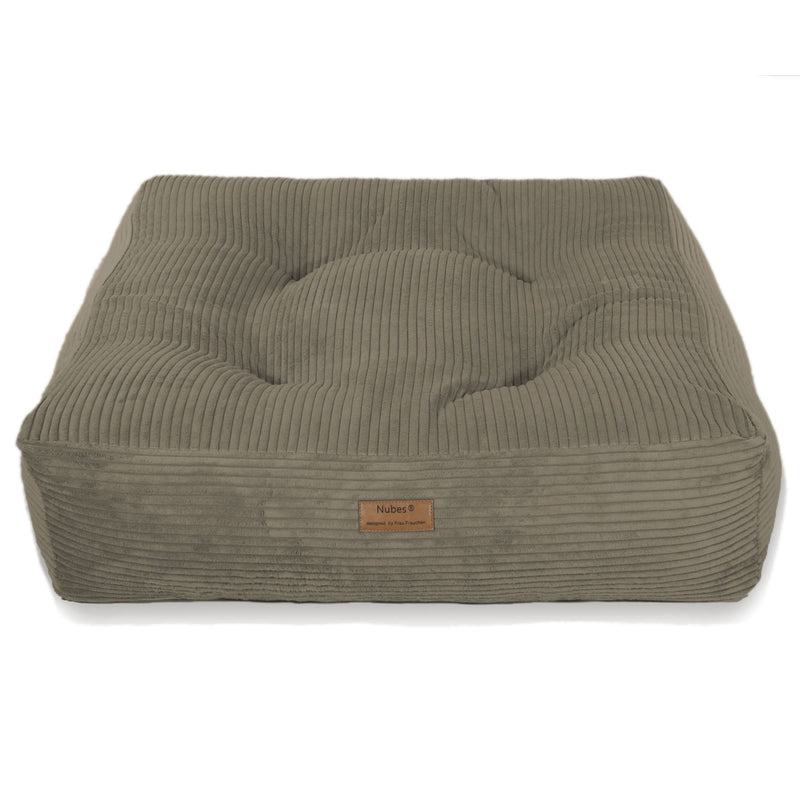 Frau Frauchen orthopädisches Hundebett Nubes® Cord Pistacchio für Hunde und Haustiere