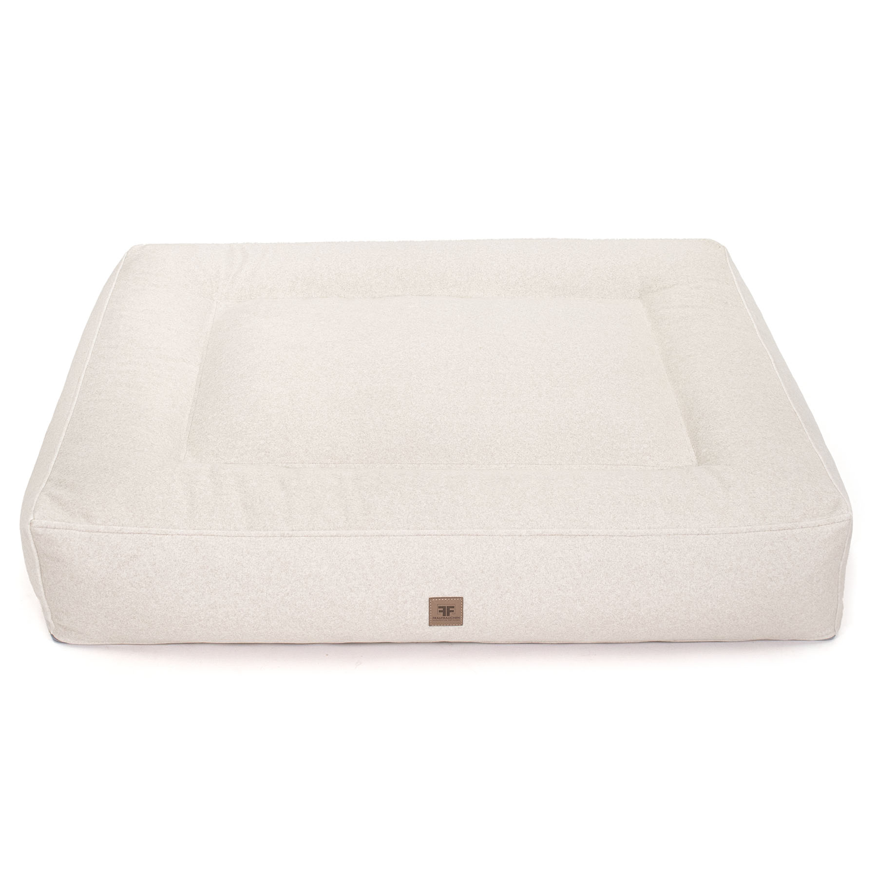 Frau Frauchen orthopädisches Hundebett in der Farbe Flanell Ivory für Hunde und Hautiere