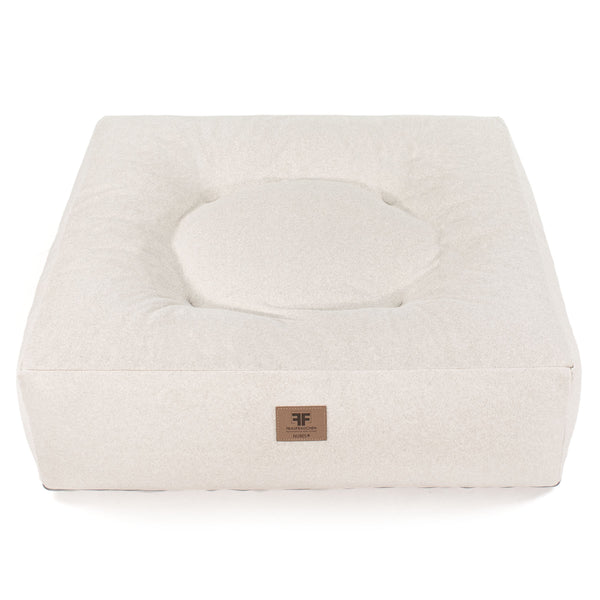 Frau Frauchen orthopädisches Hundebett Nubes® Flanell Ivory für Hunde und Haustiere