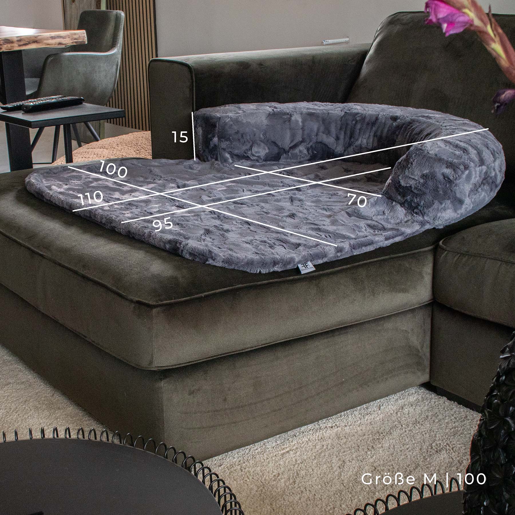 Frau Frauchen Sofaschutz Lounge Liner in Größe M für Hunde und Haustiere