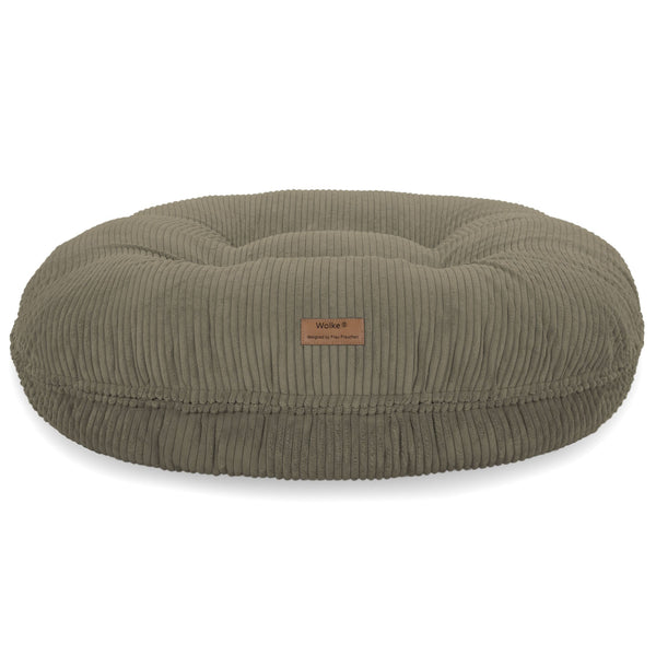 Ein orthopädisches Hundebett von Frau Frauchen in Form der Wolke 7 in der Farbe Cord Pistacchio