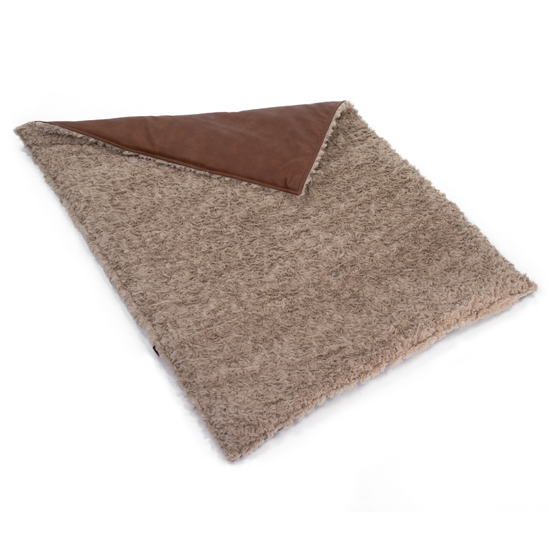 Frau Frauchen Decken-Rucksack Cognac Curly Sand für Hunde und Haustiere