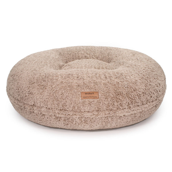 Ein orthopädisches Hundebett von Frau Frauchen in Form der Wolke 7 in Curly Sand