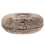 Ein Wechselbezug für ein orthopädisches Hundebett von Frau Frauchen in Form der Wolke 7 mit Zottelstoff in Braun Beige