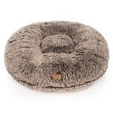 Ein Wechselbezug für ein orthopädisches Hundebett von Frau Frauchen in Form der Wolke 7 mit Zottelstoff in Braun Beige