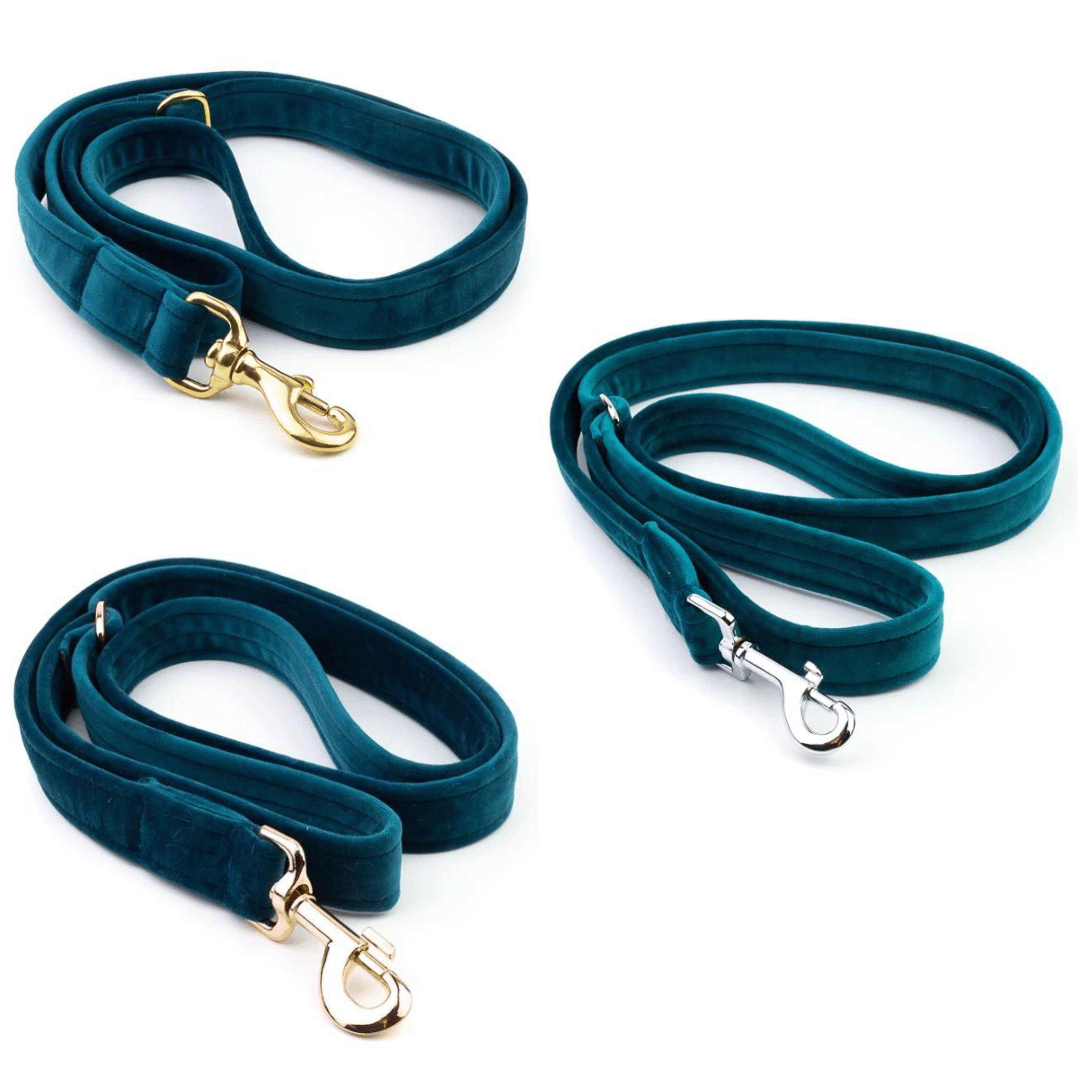 Frau Frauchen Leine Sametti Petrol für Hunde und Haustiere