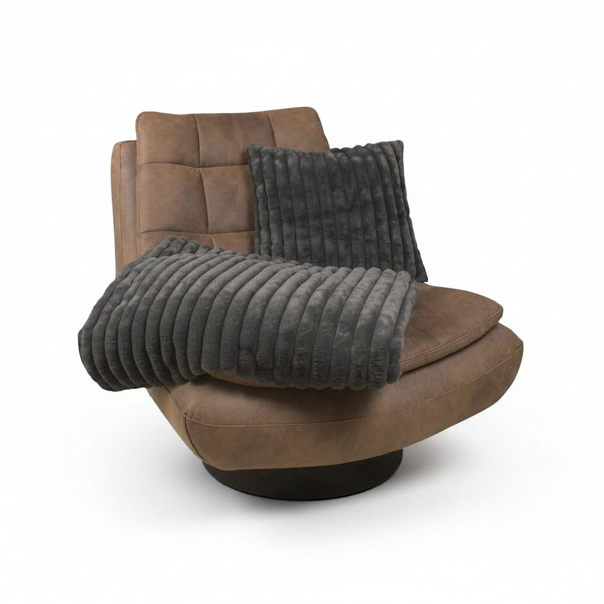 Kuscheldecke - Stripes Big Charcoal