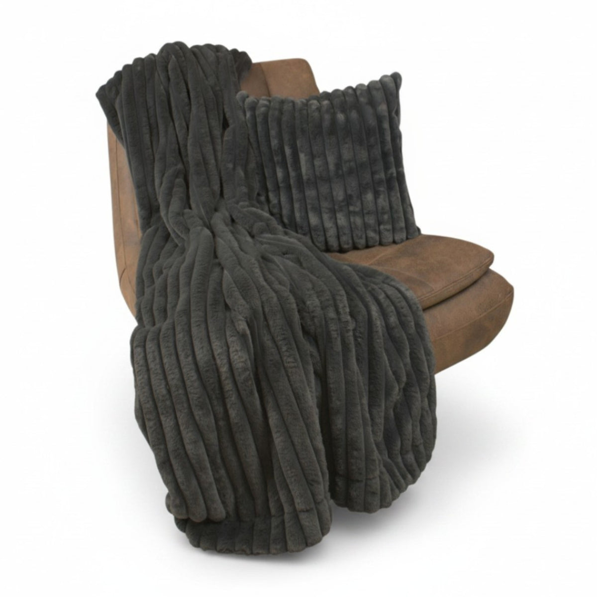 Kuscheldecke - Stripes Big Charcoal
