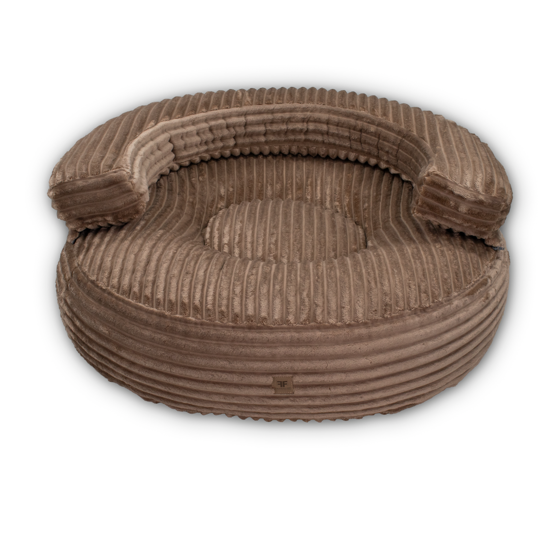 Hundebett CaLo Streifenplüsch Nougat