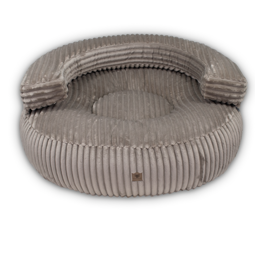 Hundebett CaLo Streifenplüsch Taupe