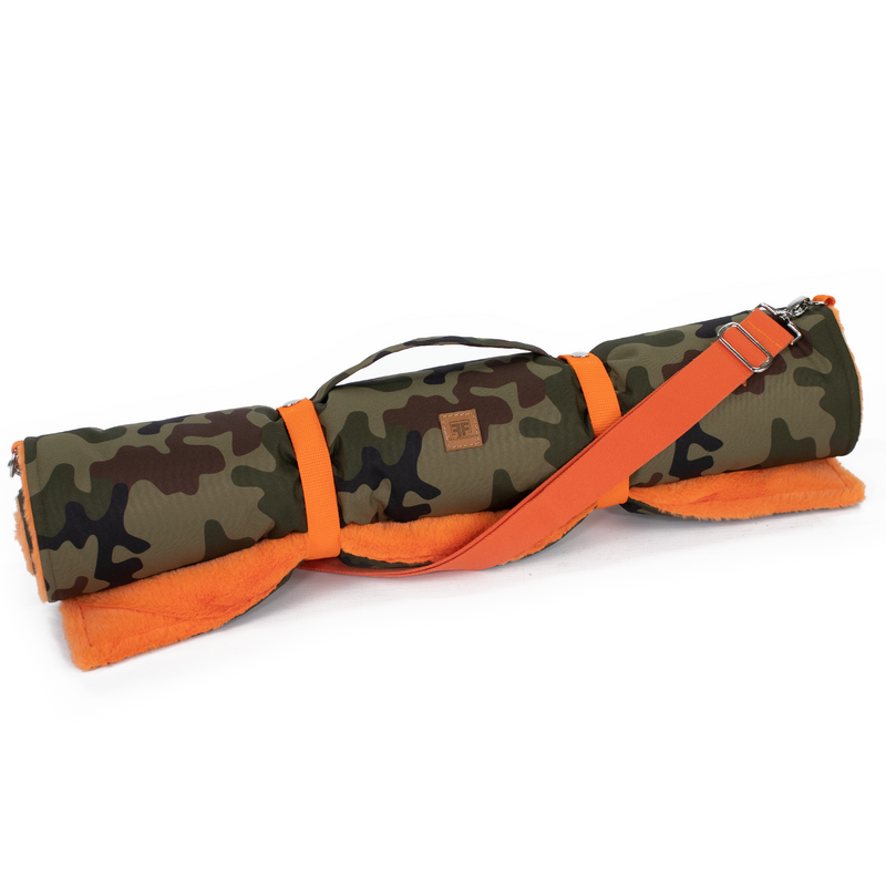 Frau Frauchen Roll-Up Hundedecke Camo - Orange für Hunde und Haustiere
